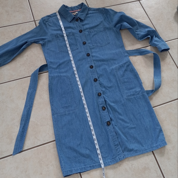 Barbour Tynemouth Denim Utility Shirt Midi Dress In Authentic Wash 10 - Picture 15 of 16